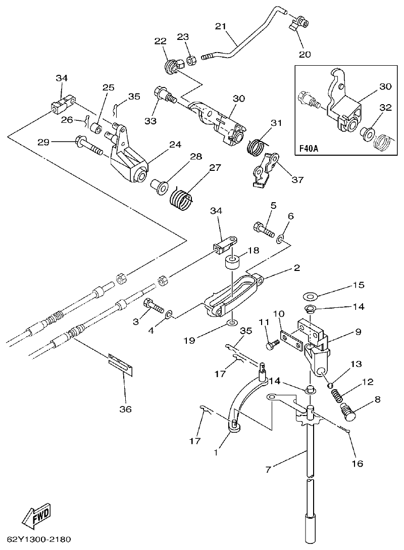 Yamaha FT50C CONTROL parts diagram